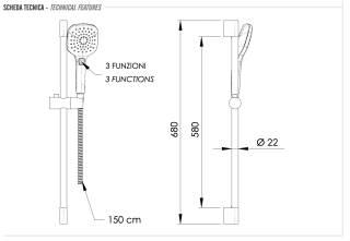 Душевая стойка с ручным душем и шлангом Remer 315L318CP