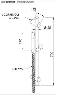 Душевая стойка с ручным душем и шлангом Remer 317G317MM