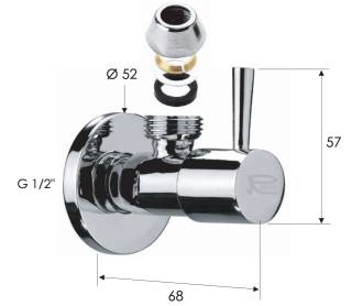 Запорный вентиль 1/2*10 Remer 128L1210