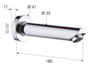Излив настенный 18 см Remer 91M