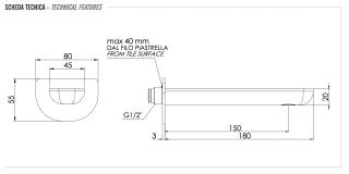 Излив настенный 18 см Remer Infinity 91IBG, золото брашированное