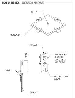 Комплект: Душевая система Remer Absolute AU92S02EFS34