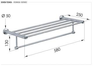 Полка 60 см Remer Minimal INOX Mi70INOXCR, нержавеющая сталь