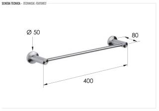 Полотенцедержатель 40 см Remer Minimal INOX Mi40INOXCR, нержавеющая сталь