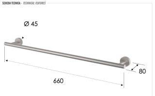 Полотенцедержатель 66 см Remer INOX SSXI30, нержавеющая сталь