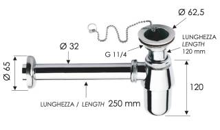 Сифон с выпуском 1”1/4 Remer 973Z114, замак