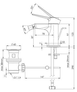 Смеситель для биде Remer Slash SL20BG, золото брашированное