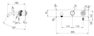 Смеситель для ванны Remer Atelier AL54D2WBBG, золото брашированное