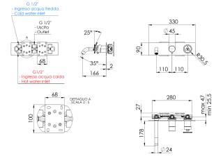 Смеситель для ванны Remer Chrono CH54D2