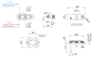 Смеситель для ванны Remer Chrono CH54D3