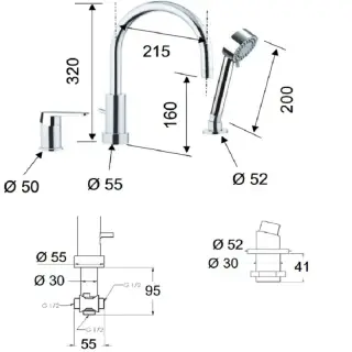 Смеситель для ванны Remer Dream D07