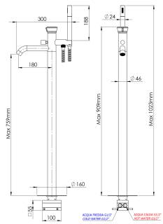 Смеситель для ванны Remer Element ET08RP, медь брашированная