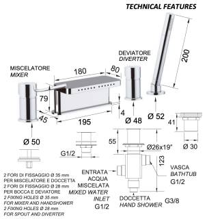 Смеситель для ванны Remer Minimal N06317MM