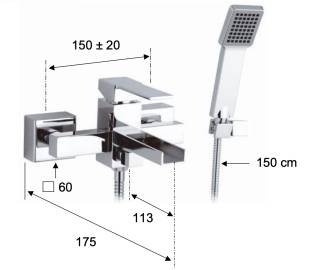Смеситель для ванны Remer Qubika Cascata QC02