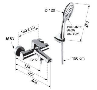Смеситель для ванны Remer Vanity V02