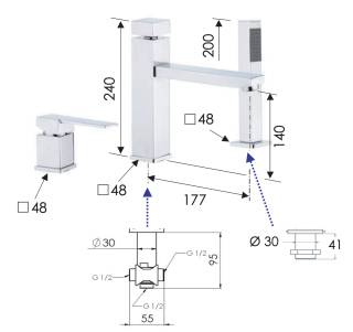 Смеситель для ванны Remer Qubika Q07