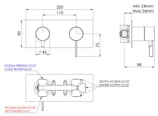 Смеситель для душа Remer Metrica MC93ZCFP, черный брашированный хром