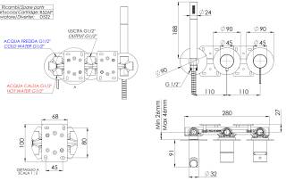Смеситель для душа Remer Metrica MC97D2PBG, золото брашированное