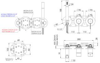 Смеситель для душа Remer Metrica MC97D3PRP, медь брашированная