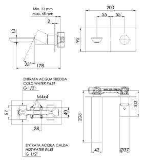 Смеситель для раковины Remer Edge EG515BG, золото брашированное