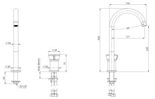 Смеситель для раковины Remer Element ET57LDO, золото глянцевое
