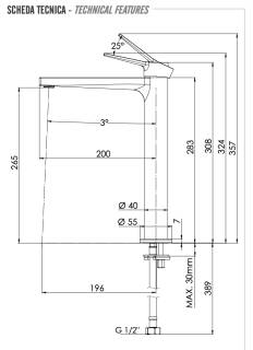 Смеситель для раковины Remer Slash SL11LNO, черный матовый