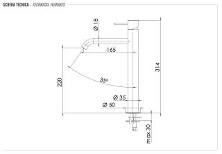 Смеситель для раковины Remer X Style INOX SSX12LXL, нержавеющая сталь