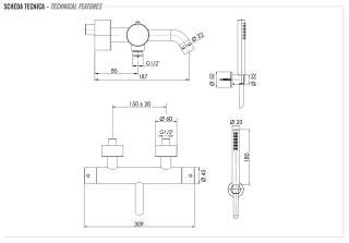 Смеситель термостатический для ванны Remer X Style INOX SSXT02, нержавеющая сталь