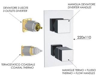 Смеситель термостатический для душа Remer Q-Elegance QT93KBBG, золото брашированное