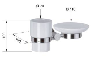 Стакан с мыльницей Remer Minimal INOX Mi17INOXCR, нержавеющая сталь