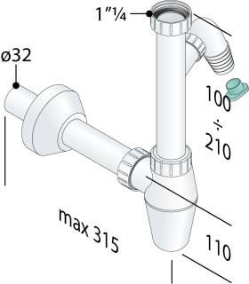 Cифон с подключением шланга 1