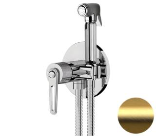 Гигиенический душ со смесителем Daniel Brooklyn BY645DCZDP, золото брашированное