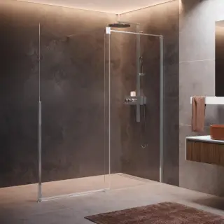 Дверь в нишу сдвижная 120 см (117-119x200) Novellini H Style HSTYLE120D-1B, правая, профиль Silver, стекло прозрачное CrystalClear