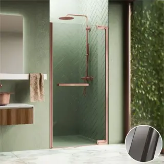 Дверь в нишу распашная 80 см (78,5-80x200) Novellini N180 N1801B80-1N, профиль Brushed black chrome, стекло прозрачное CrystalClear