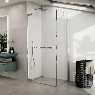 Дверь распашная 90 см (88-89,5x200) Novellini N180 N180G90-1K, профиль Chrome, стекло прозрачное CrystalClear