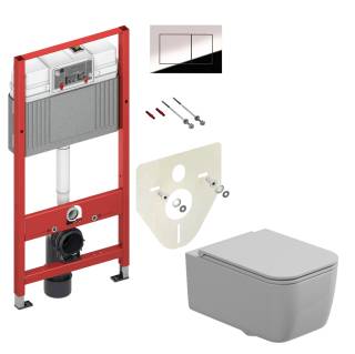 Комплект: Подвесной унитаз с крышкой и креплением GSG Ceramic Design Brio BRWCSO000+BRCOPRSLTICR000+ACS40EX, белый глянцевый + инсталляция TECE Profil 9400412 c кнопкой