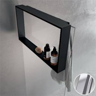 Полка с крючком 60x40 см Novellini Frame R90AKFPO4070-B, цвет Silver