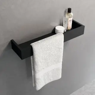 Полка с полотенцедержателем 45 см Novellini Frame R90AKFMPS45-H, цвет Matt Black