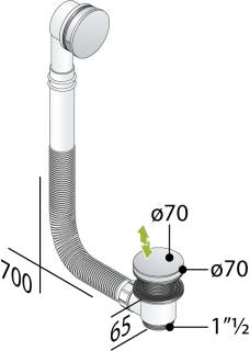 Слив-перелив click-clack для ванны OMP Tea 2868.660.6XD, белый матовый