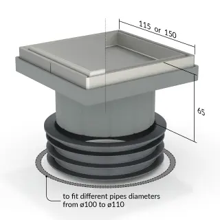 Трап 115х115 мм, решетка 2 в 1, сухой затвор OMP Tea Kalamata Tileable 9977.592.9