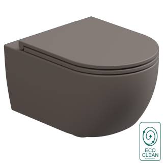 Чаша подвесного унитаза со смывом Eco Clean (торнадо) GSG Ceramic Design Like LKWCSOEC029, Tortora Matt
