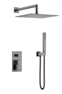 Boheme Qubic Душевой комплект встраиваемый - смеситель, верхний, ручной душ, шланг, цвет: gun metall 474-3-GM