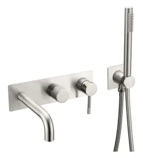 Boheme Uno Смеситель встраиваемый с душевым набором - ручной душ, излив 21 см, цвет: nickel brush 464-3-NB