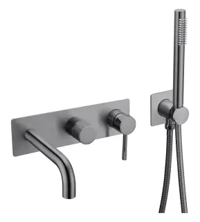 Boheme Uno Смеситель встраиваемый с душевым набором - ручн. душ, излив 21 см, цвет: shine gun metall 464-3-SGM