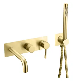 Boheme Uno Смеситель встраиваемый с душевым набором - ручной душ, излив 21 см, шланг, цвет: gold 464-3-G