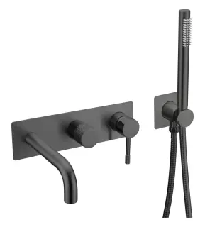Boheme Uno Смеситель встраиваемый с душевым набором - ручной душ, излив 21 см, шланг, цвет: black 464-3-B