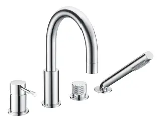 Boheme Uno Spirale Смеситель на борт ванны, на 4 отверстия, с ручным душем, излив, цвет: chrome 460-CR