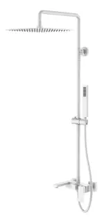 Boheme Qubic Душевая стойка: смеситель, ручной душ, излив, шланг, верхний душ, цвет: matt white 478-MW