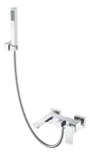 Boheme Qubic Смеситель для ванны с душевым комплектом: ручной душ, шланг, излив 20 см, цвет: chrome 473-CR