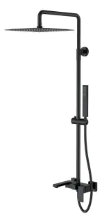 Boheme Qubic Душевая стойка: смеситель, ручной душ, излив, шланг, верхний душ 30 см, цвет: black 478-B